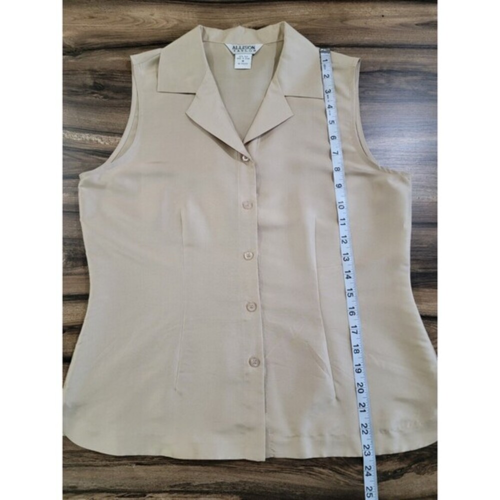ALLISON TAYLOR 100% Silk Sleeveless Button Up Shirt Blouse Womens Size Medium - Picture 10 of 11